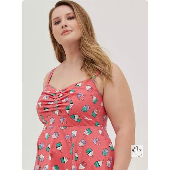 Torrid cupcake dress pockets midi poplin fit flare skater poplin plus size 1X - Picture 3 of 12